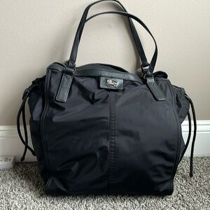 Burberry extra large nylon with leather tote